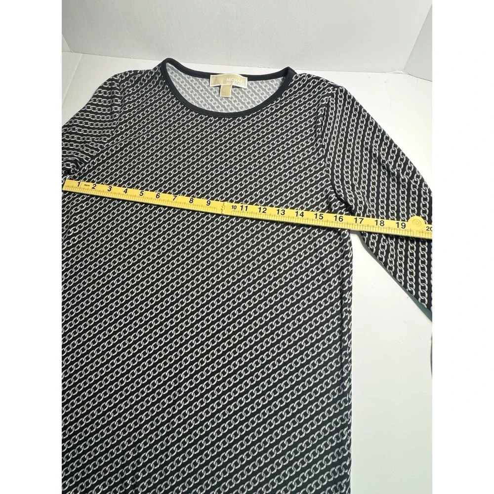 Michael Kors Women Black White‎ Chain Link Print Bell Sleeve Top Size S Blouse
